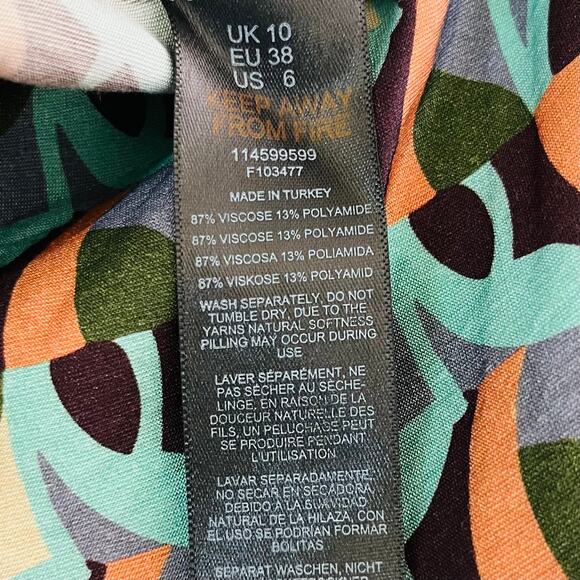 Topshop Multi Green Cutout Detail Long Sleeve Faux Wrap Mini Dress 6/Small NWOT - Picture 13 of 15